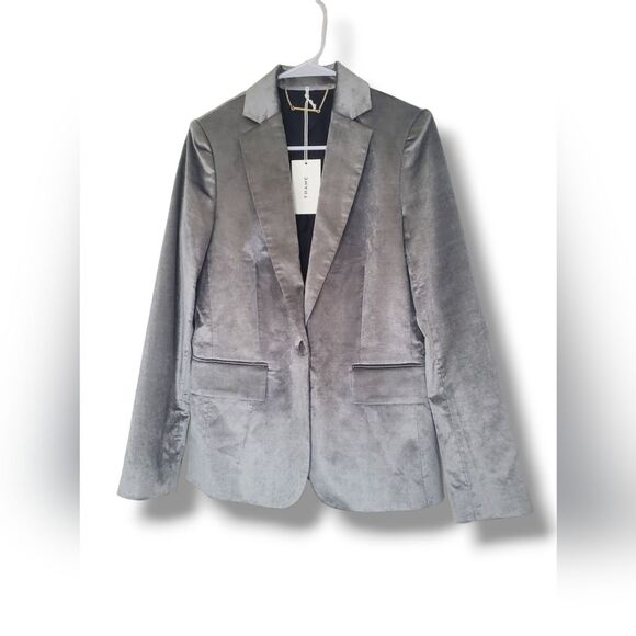 NWT FRAME Classic Blazer in Grey Velvet Sz 4 - Picture 3 of 16